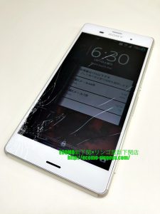 androidスマホ Xperia Z3 SO-01G ガラス割れ 液晶交換